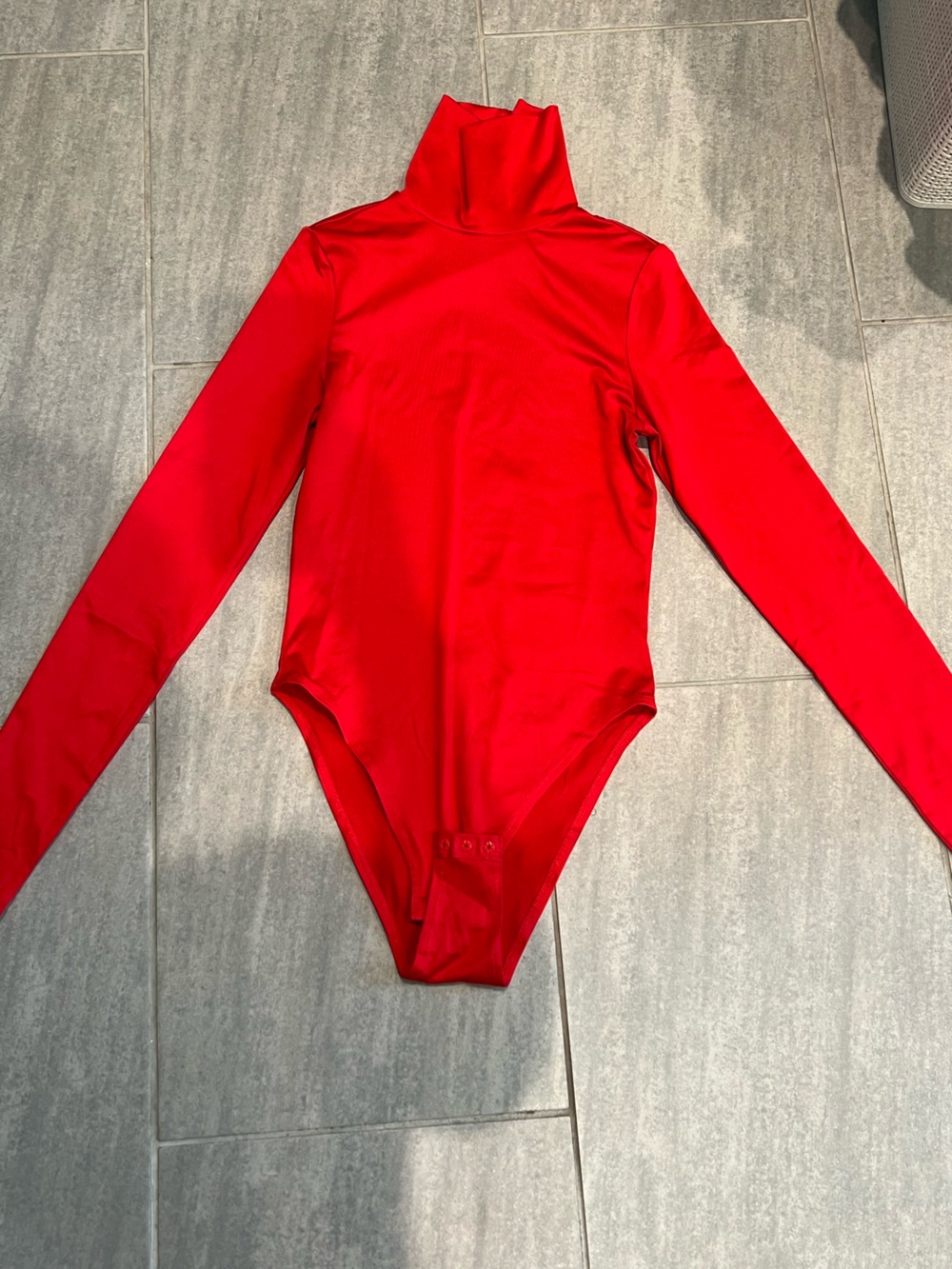 H&M Bright Red Long-Sleeve Turtleneck Bodysuit